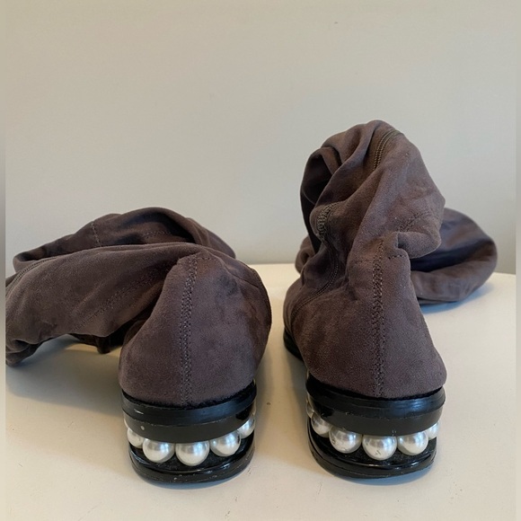 Catherine Malandrino Perse Size 9 Pearl Accent Heel Over The Knee Boots - Picture 7 of 14